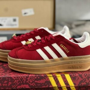 Adidas Gazelle Bold Better Scarlet Cloud White Gum Platform Shoes HQ6616