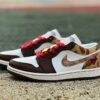 Air Jordan 1 Low OG Year of the Dragon Women's Sail White Chocolate Brown Red Laces Pony Hair Animal Print Embossed Swoosh Gold Deubré Sneakers FN0746-100