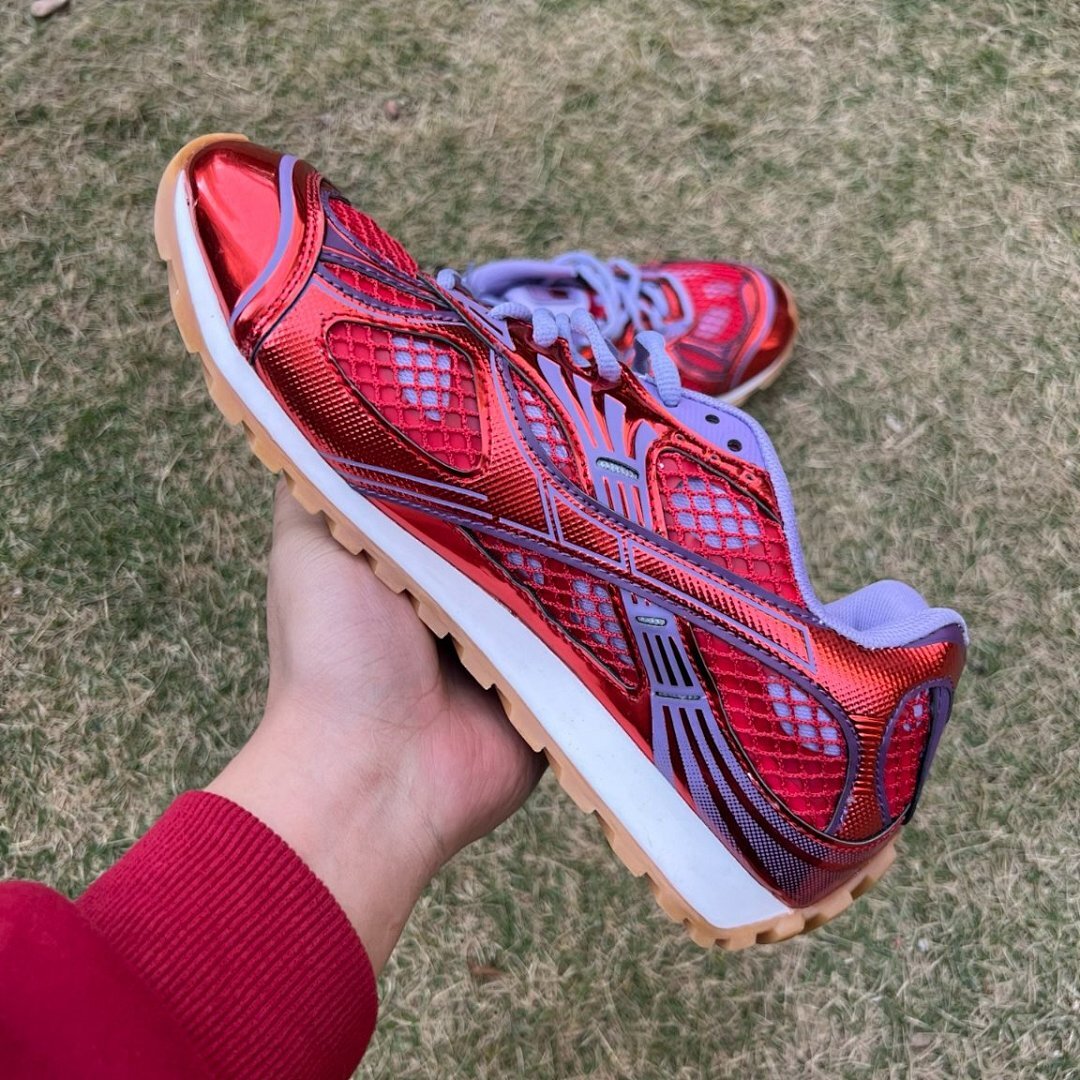 Bottega Veneta Orbit Metallic Mesh Runner Sneakers Red Purple 739328 V2C10 6504 - Image 7