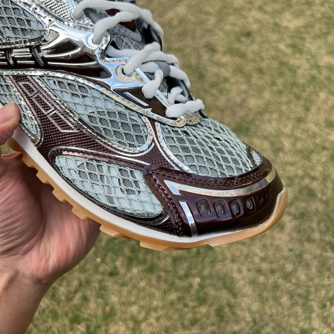 Bottega Veneta Orbit Sneakers Silver Espresso Metallic Mesh Men's Women's Trainers 771345 V2O50 8122 - Image 3