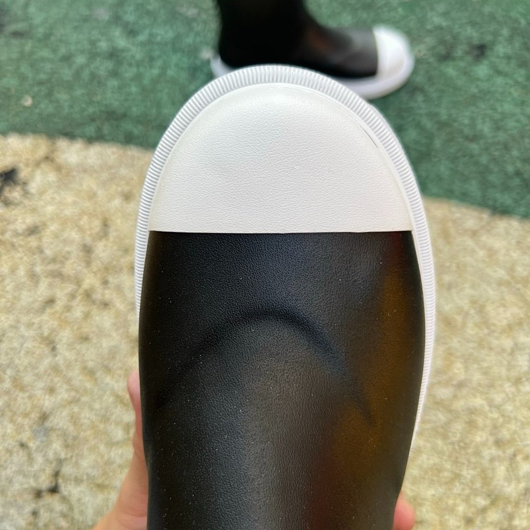 Chanel Black Rubber Rain Boots White Cap Toe CC Logo - Image 4