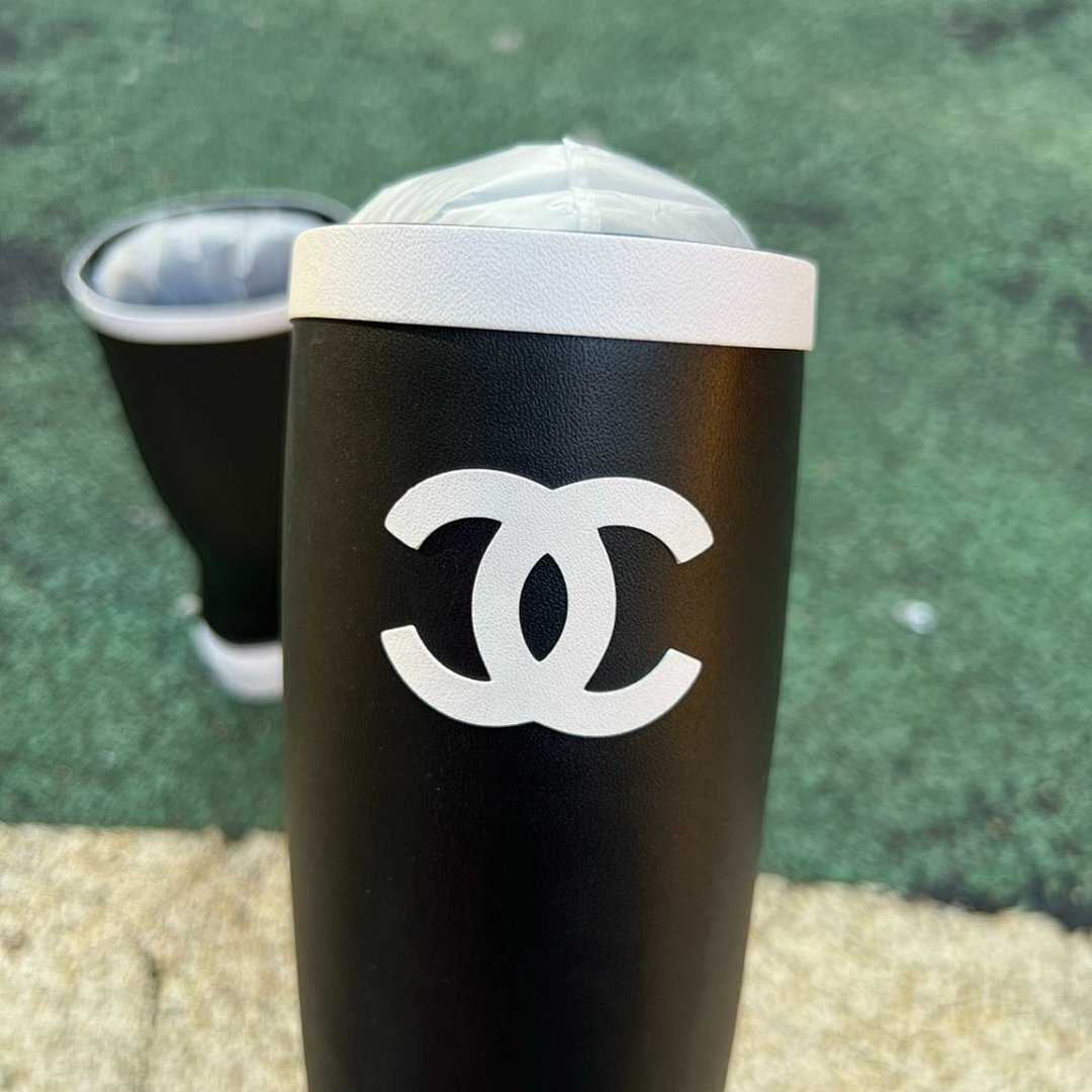 Chanel Black Rubber Rain Boots White Cap Toe CC Logo - Image 5