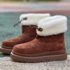 Louis Vuitton Pillow Comfort Ankle Boot Caramel Suede Shearling Monogram Fur Lined Winter Boots 1A8T3X