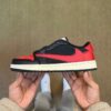 Travis Scott Air Jordan 1 Low OG 'Chicago' Reverse Swoosh Black Red Sail Sneakers