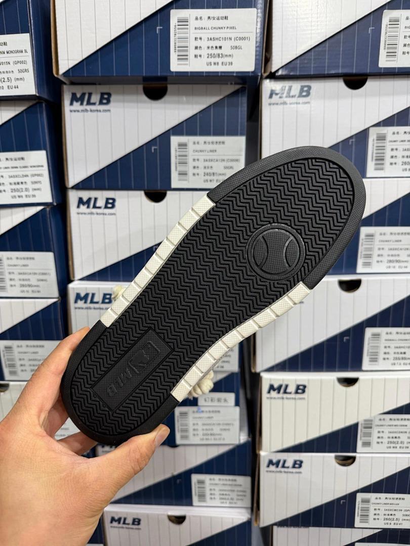 MLB BIGBALL CHUNKY PIXEL Unisex Off-White Beige Maroon Chunky Sneakers 3ASHC101N (C0001) - Image 3