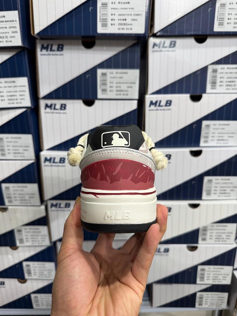 MLB BIGBALL CHUNKY PIXEL Unisex Off-White Beige Maroon Chunky Sneakers 3ASHC101N (C0001) - Image 4