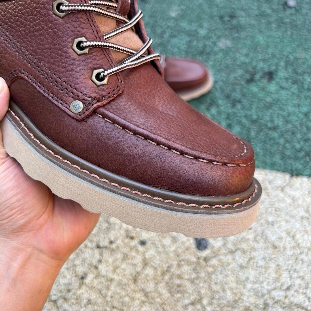 Caterpillar CAT Men's Factor Moc Toe Leather Ankle Boots Honey Reset P722956 - Image 3