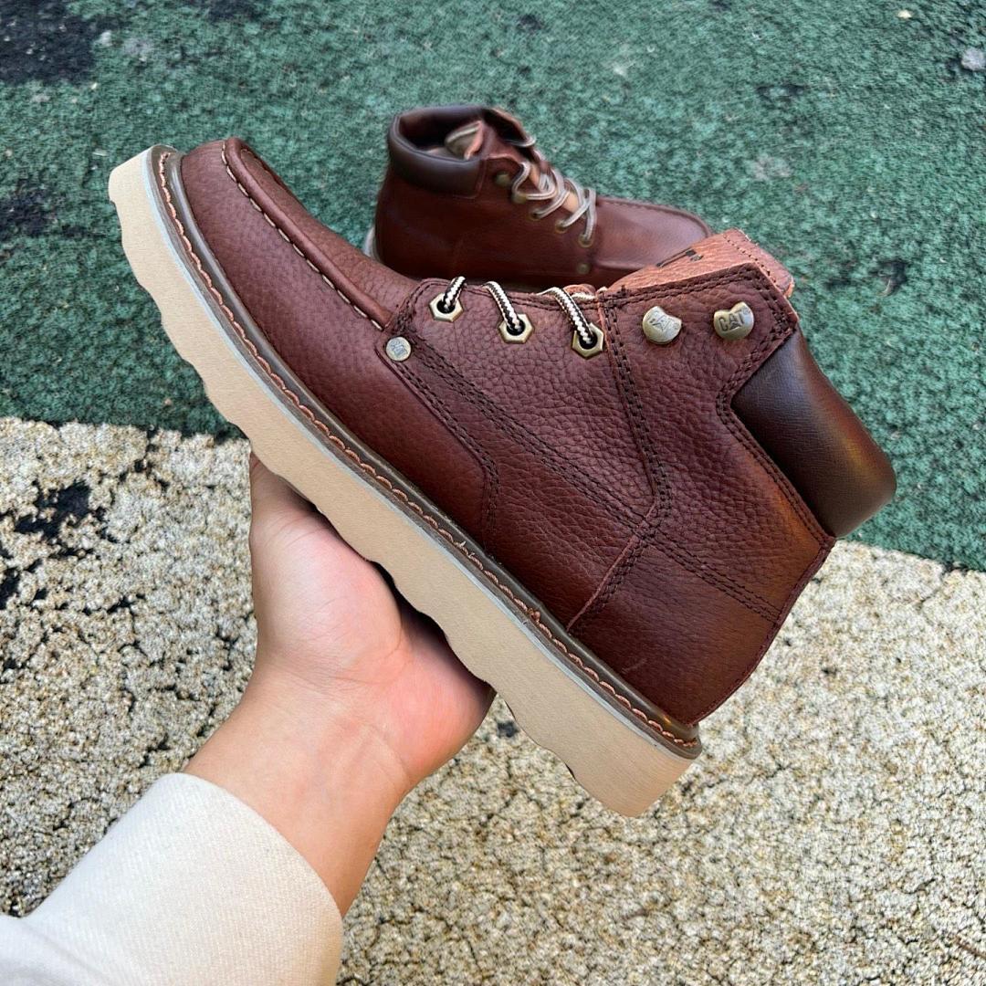 Caterpillar CAT Men's Factor Moc Toe Leather Ankle Boots Honey Reset P722956 - Image 7