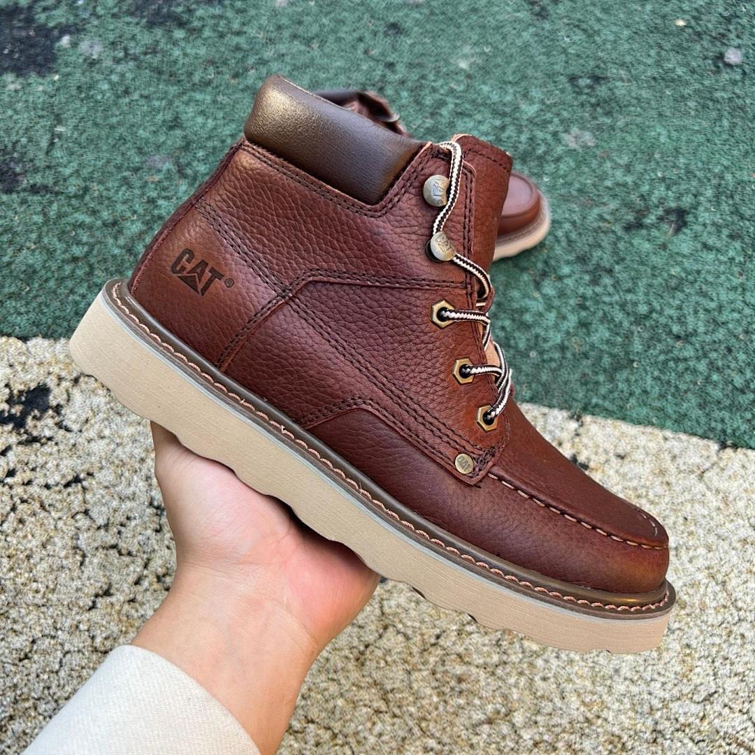 Caterpillar CAT Men's Factor Moc Toe Leather Ankle Boots Honey Reset P722956 - Image 9