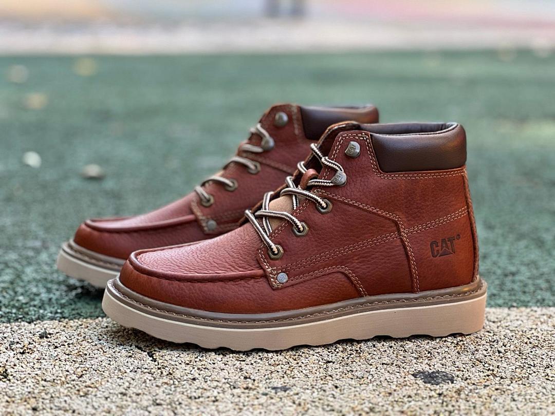 Caterpillar CAT Men's Factor Moc Toe Leather Ankle Boots Honey Reset P722956 - Image 10