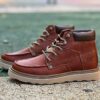 Caterpillar Men's Fairbanks Moc Toe Lace-Up Leather Work Boots Rust Brown
