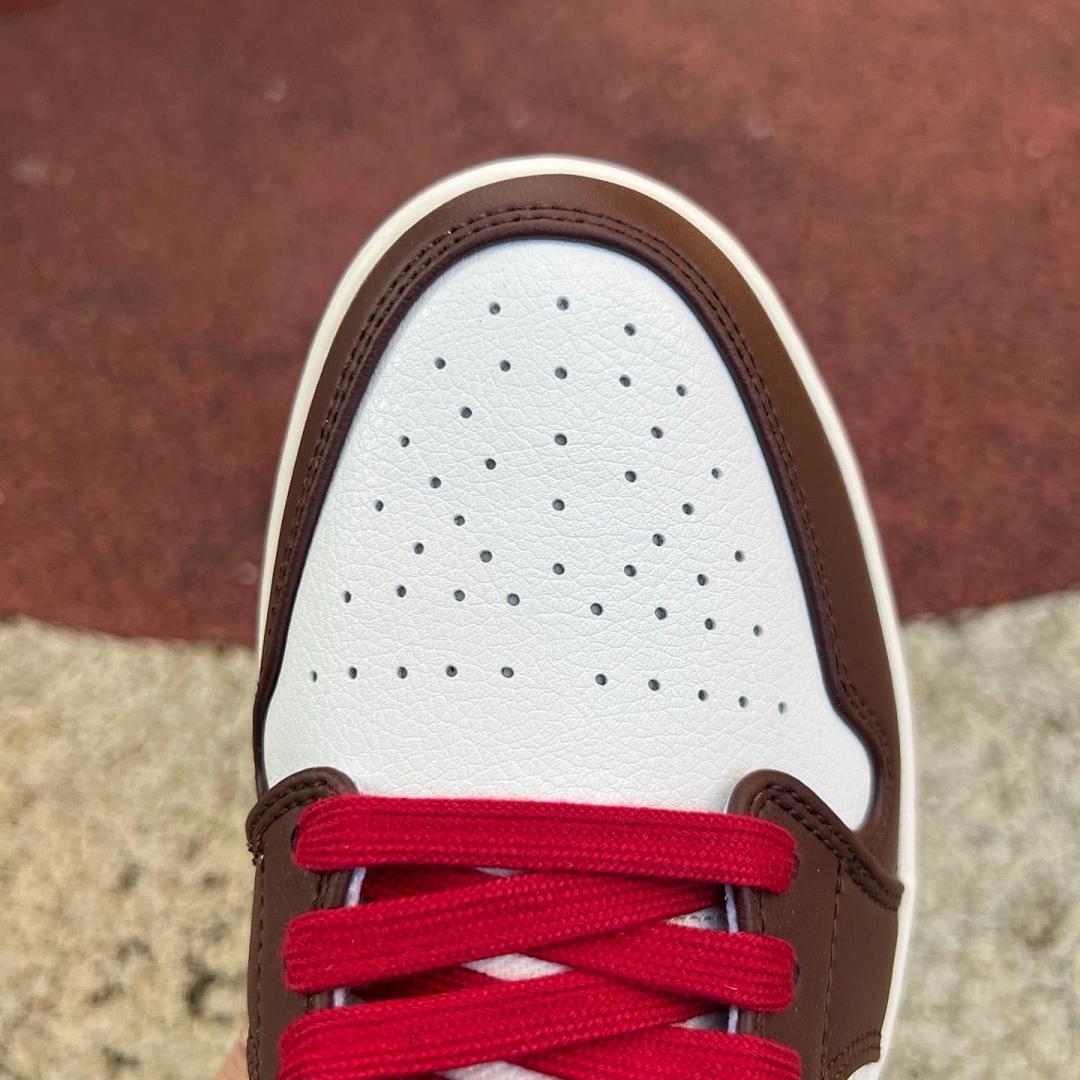 Air Jordan 1 Low Western Cowboy Cow Print Dark Mocha White Red Calf Hair Sneakers Men's Retro Casual Shoes - Image 6