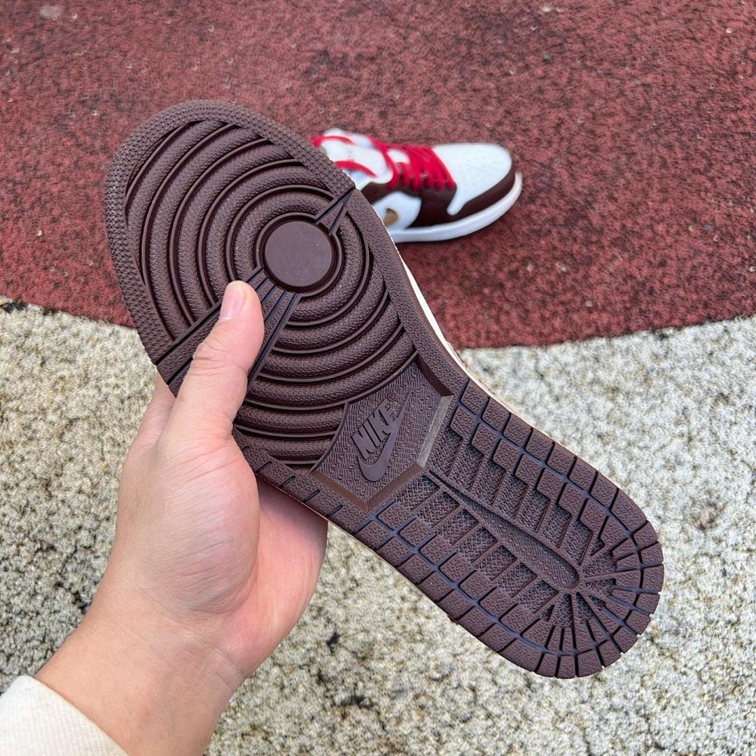 Air Jordan 1 Low Western Cowboy Cow Print Dark Mocha White Red Calf Hair Sneakers Men's Retro Casual Shoes - Image 8