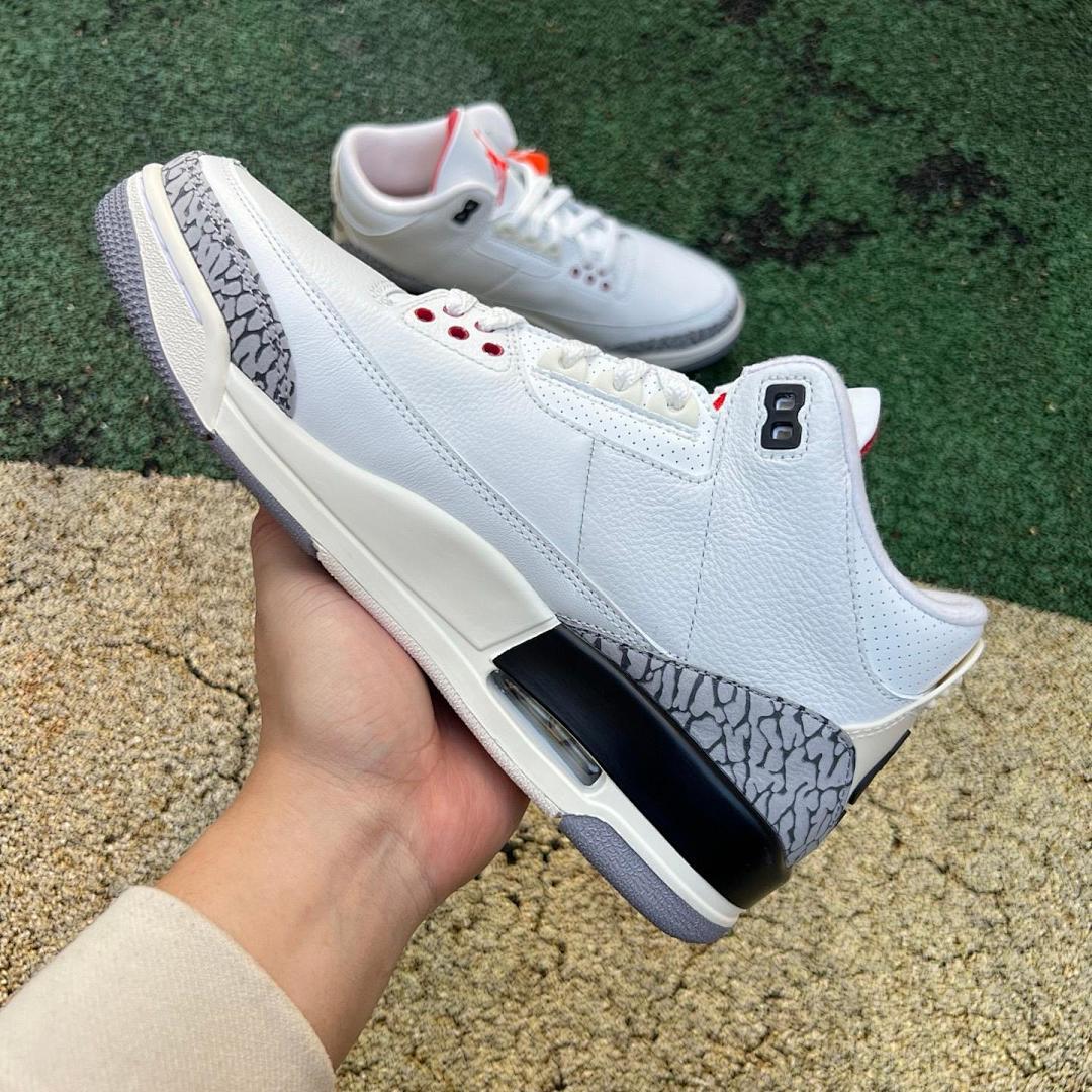 Nike Air Jordan 3 Retro 'White Cement Reimagined' Men's Shoes - White Fire Red Cement Grey Black Elephant Print Sneakers DN3707-100 - Image 7