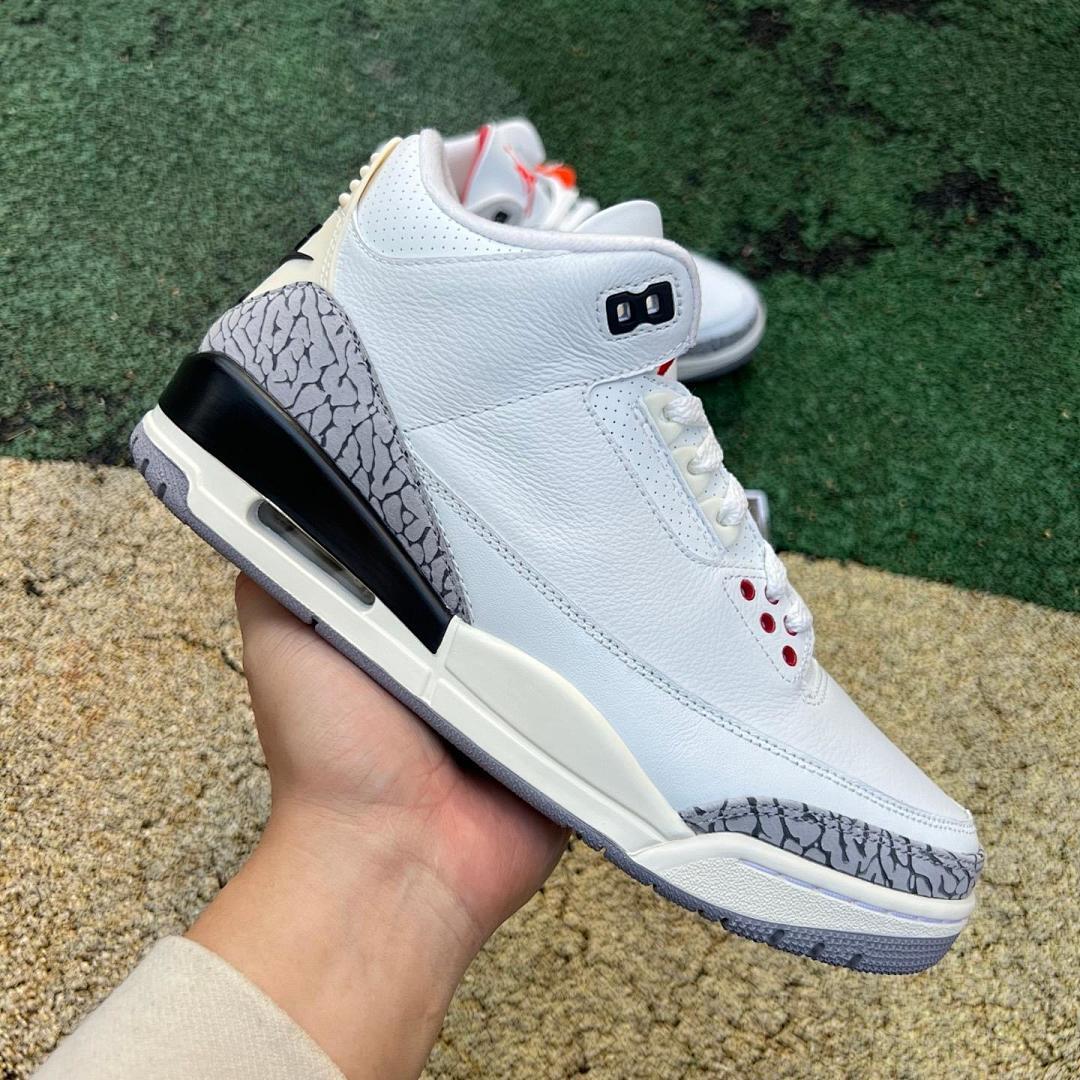 Nike Air Jordan 3 Retro 'White Cement Reimagined' Men's Shoes - White Fire Red Cement Grey Black Elephant Print Sneakers DN3707-100 - Image 9